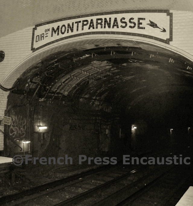 Montparnasse Paris Metro Photograph French Press Encaustic Watermarked